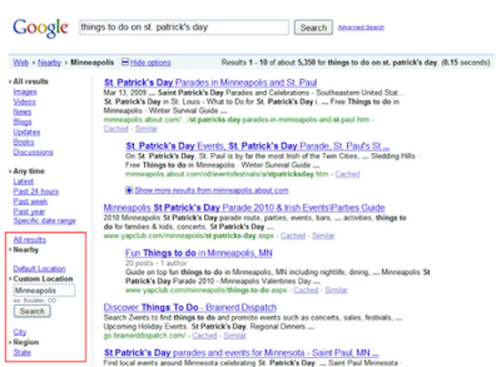 Google Search Gets Location Filter