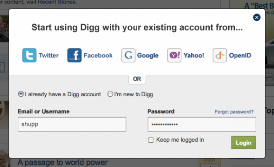 Digg Extends Login Options, Supporting OpenID