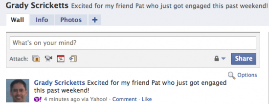 Now Update Facebook Status From Yahoo Mail