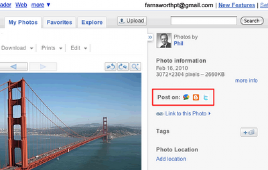 Picasa Now Has Twitter, Blogger And Buzz Share Buttons