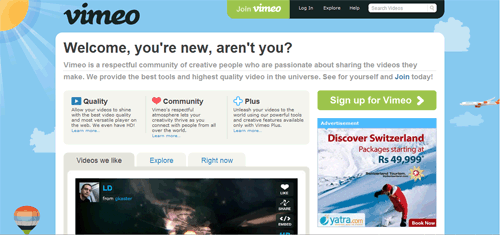 vimeo 20+ Popular Video Sharing Websites