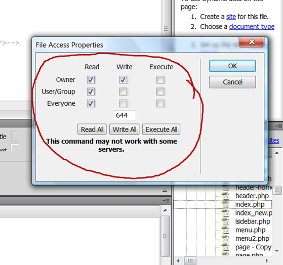 Dreamweaver-permission-ftp-access